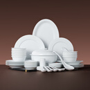 景德镇（jdz）陶瓷餐具套装中式简约纯色碗碟整套家用送礼白瓷餐具乔迁礼物流霜