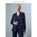 LadyS Elite藏青色西装套装女西服戗驳领时尚通勤 经典藏青西装 M