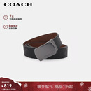 蔻驰（COACH）【品牌直供】男士C纹板扣宽版牛皮革腰带38MM黑色配棕色CQ009
