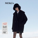 MO&Co.外套山羊绒毛呢连帽宽松落肩廓形大衣