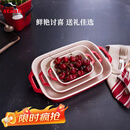 Staub加厚方形烤盘3件套  27cm+20cm+14cm樱桃红 40508-162