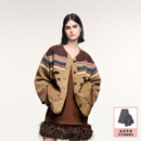 UOOYAA/乌丫经典动感樱桃费尔岛两面穿棉服 卡其 S