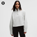 lululemon丨Loungeful 女士半拉链烟囱领卫衣*拉绒 LW3JZRS 杂色核心超浅灰 S