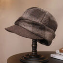 新款护耳帽子女秋冬季百搭英伦复古八角帽保暖护耳妈妈帽时尚洋气 金沙色 均码 50-62cm