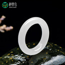 神翠鸟圣诞礼物和田玉戒指 男女款羊脂白玉 玉石扳指  带证书 QYZ0087z 羊脂玉约19毫米