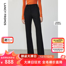 朗姿复古通勤高弹喇叭裤西裤冬季新款职业气质高腰女士西装裤长裤 黑色2加绒 L