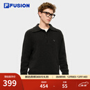 FILA FUSION斐乐潮牌情侣款编织衫2025冬季新款休闲宽松套头毛衣 正黑色-BK L 175/96A/L
