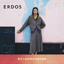 ERDOS【刘雯同款】25秋冬翻花山羊绒百褶裙长裙女半身裙 深灰 XL 175/76A