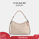 蔻驰（COACH）奥莱女士女包经典标志LAUREL 31号流浪包单肩包斜挎包腋下包 SV/沙黄色/灰褐色