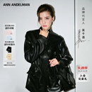 ANN ANDELMAN【吴千语同款】工装皮衣高级感抽绳皮收腰黑色皮外套 黑色 M