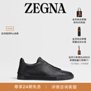 Zegna杰尼亚男鞋黑色鹿皮Triple Stitch™奢华休闲鞋 黑色 42 (8)