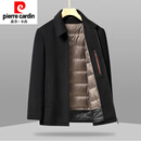 皮尔卡丹（pierre cardin）胖子哥2025冬季新款男加肥加大号商务休闲可脱卸羽绒内胆羊毛大衣 黑色 M 170