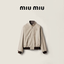 MiuMiu【礼物】缪缪女士双面可穿千鸟格夹克外套 粘土色/可可棕色/灰色 36