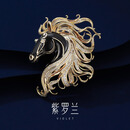 紫罗兰金戈铁马胸针小众设计时尚百搭生肖马胸花别针新款新年情人节礼物