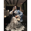 三吉黑花【如意】新中式刺绣棉服新款毛领拜年服女装外套国风上衣 藏蓝(毛绒内里) S