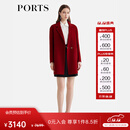 PORTS女装秋冬新款简约呢大衣 红色 XS