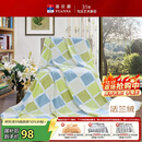 富安娜家纺毛毯 双人加大空调毯午睡毯法兰绒毯子 邂逅阳光180*200cm 绿