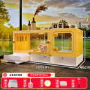 蔻丝免笼子特大号带厕所防喷尿遥控灯透明全景 室内荷兰猪兔子笼窝