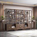 宁邱络阁（NICHLORT）实木博古架新中式多宝格隔断办公室展示置物架茶室茶叶茶具收纳架 三联组合F+花架一对