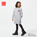 优衣库童装女童UT PEANUTS快干运动连衣裙长袖卫衣裙子484439 03 灰色 160