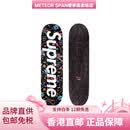 SUPREME双翘滑板Week0AirbrushedFloralSkateboard碎花黑色三层国产竹木 黑色