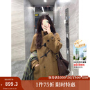 茵曼（INMAN）2025冬季女装新款红装羊驼毛桑蚕丝牛角扣双面呢大衣长款毛呢外套 咖啡色 M 163-167cm /111-120斤