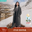 茵曼2025秋冬女装新款100%绵羊毛双面呢外套女美拉德翻驳洋气长款大衣 深花灰 S 155-162cm /95-110斤