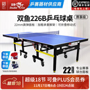 双鱼（DOUBLE FISH） 乒乓球桌室内可折叠移动式乒乓球台家用训练比赛标准乒乓球案子 226B-蓝面22MM