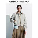 UR冬季新款女装复古休闲撞色灯芯绒翻领棉服UYY150073 冷灰 S