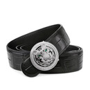 Maza Honguan男士鳄鱼皮皮带男真皮新款镶钻腰带老虎头平滑扣裤带男 黑色银扣 150cm 联系在线客服【领优惠券】