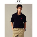 Teenie Weenie Men小熊男装春夏新款短袖男复古老钱风休闲百搭绞花针织毛衫上衣 藏青 L