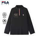 斐乐FILA【斐暖】儿童童装上衣2025年冬季新款男大童加绒长袖T恤 深黑-BK 175