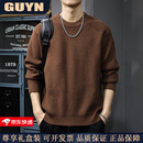 GUYN高端品牌男装20265新款重磅美式复古毛衣男慵懒风宽松休闲打底衫 咖色 咖色 4XL 合适体重200-220斤
