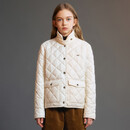 ELLE KIDS童装 菱格绗棉立领棉服女童冬季新款复古老钱风保暖外套