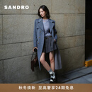 SANDRO2025秋冬新款女装法式气质简约浅灰色立体压褶A字阔腿短裤 27/浅灰色 L (40)
