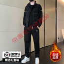 BG GLAMURB轻奢品牌见派男士加绒运动套装2025春秋季新款简约时尚棉混纺卫衣 黑色【马甲+直筒套装】-加绒款 XL 【建议130-145斤】