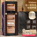 Afidano歌斐丹诺 恒温恒湿雪茄柜除氨恒温控湿养茄真皮艺术画布静音变频压缩机指纹锁进口雪松木盒WIFI 高端雪茄柜C5- 152L