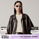 朗姿/LANCY【羊皮】2025秋季新款复古廓形美拉德高级感真皮衣外套 深棕色2 L