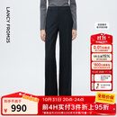 朗姿深灰色直筒裤腿羊毛西装裤女压褶通勤风西服裤2025年冬季新款 深灰色 M