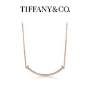 蒂芙尼 Tiffany T 系列 2025新款女款 小号18K玫瑰金镶钻项链 微笑项链