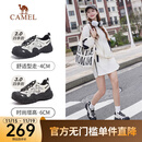 骆驼（CAMEL）丑萌登山鞋女增高厚底运动休闲鞋户外时尚徒步鞋 L24S076620米/银/黑 38