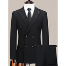 CEO雅戈尔高端羊毛西服套装修身双排扣西装套装商务职业正装结婚礼服 黑色 L 170