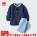 优衣库狂欢价婴幼儿UTClay Animation压线睡衣长袖起居套装478440 69 藏青色 90