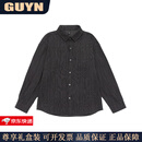 GUYN高端品牌男装竹节纹肌理感长袖衬衫男士外套男秋季新款宽松衬衣男 黑灰色 黑灰色 M 体重110-135斤