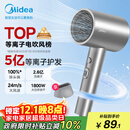 美的（Midea）5亿等离子护发电吹风 家用负离子吹风筒 1800W大功率便携吹风机FJ308银 国家补贴 节日/生日礼物