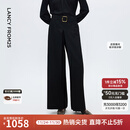 朗姿黑色阔腿优雅西装裤女含腰带高腰通勤风裤子2025年冬季新款 黑色 L
