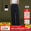 朗姿100美丽诺羊毛复古阔腿裤西裤高端通勤裤子女2025年冬季新款 正装蓝色 M