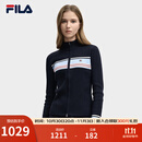 FILA 斐乐官方女士编织外套2025冬新款时尚休闲修身拼色拉链开衫 传奇蓝-NV XL 175/92A/XL