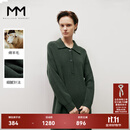 麦檬MM商场同款秋冬高级墨绿polo领羊毛针织连衣裙女5DA294841 墨绿 S