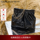 CHARLES&KEITH子母链条大容量流浪包托特包单肩斜挎包女包生日礼物CK2-40671449 【L号】Black黑色 L